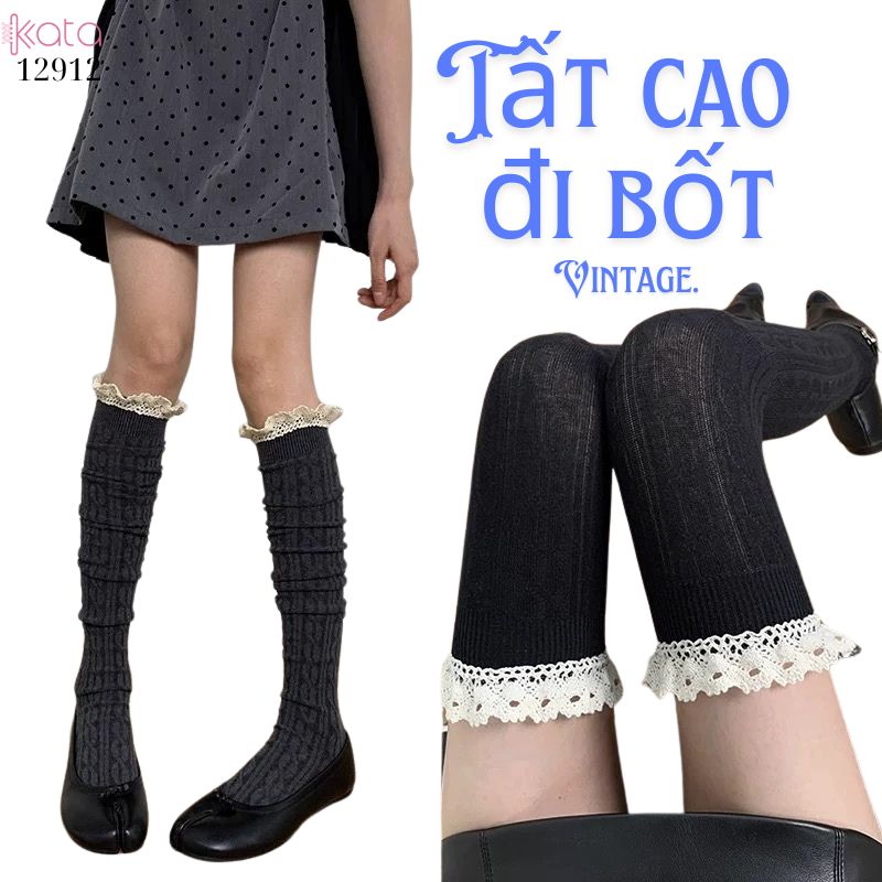 Tất ren trên đầu gối lolita,vớ đi bốt dễ thương ngọt ngào 12912