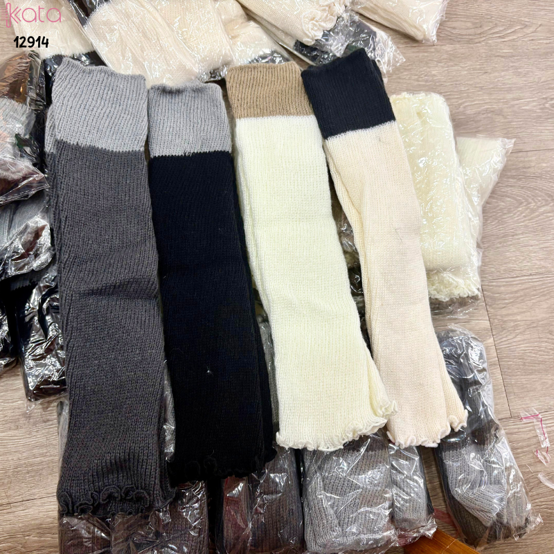 Ống tất 2 màu phong cách y2k,tất dệt kim thu đông 12914