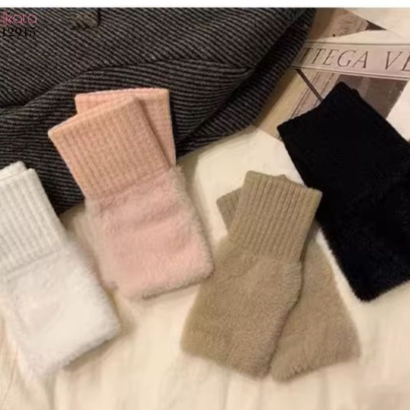 Găng tay lông giữ ấm mùa đông,ống tay bảo vệ dệt kim bảo vệ cổ tay không ngón tay 12915