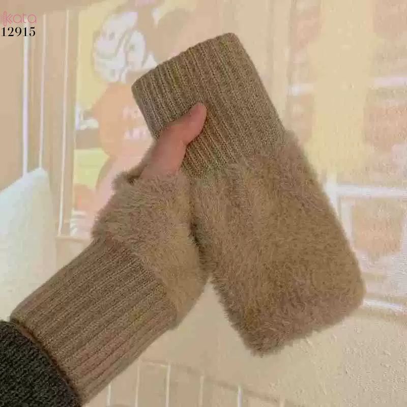 Găng tay lông giữ ấm mùa đông,ống tay bảo vệ dệt kim bảo vệ cổ tay không ngón tay 12915