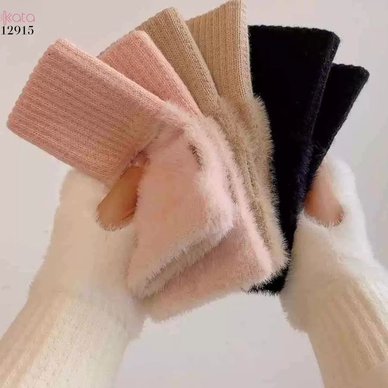 Găng tay lông giữ ấm mùa đông,ống tay bảo vệ dệt kim bảo vệ cổ tay không ngón tay 12915
