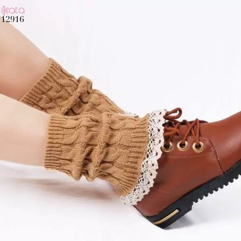 Ống tất len giữ ấm cổ chân mùa đông,tất đi bốt dệt kim ren giữ ấm mắt cá chân 12916