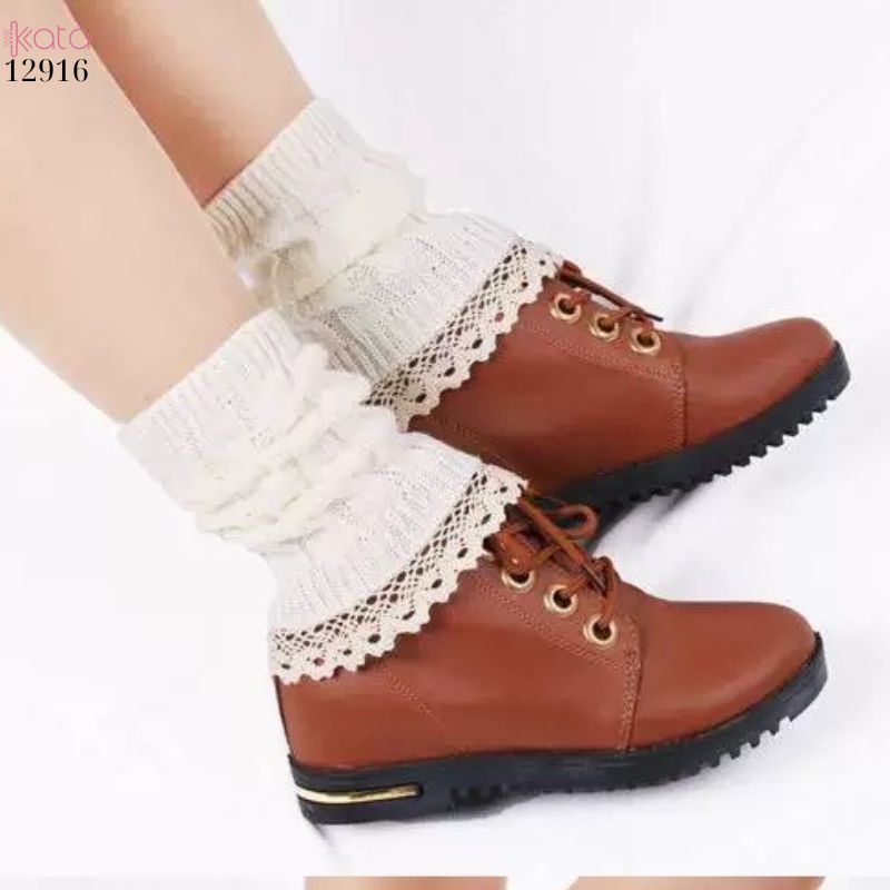 Ống tất len giữ ấm cổ chân mùa đông,tất đi bốt dệt kim ren giữ ấm mắt cá chân 12916