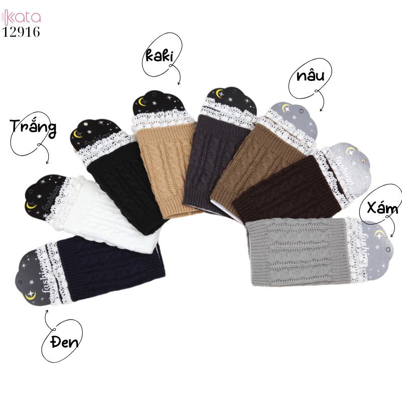 Ống tất len giữ ấm cổ chân mùa đông,tất đi bốt dệt kim ren giữ ấm mắt cá chân 12916