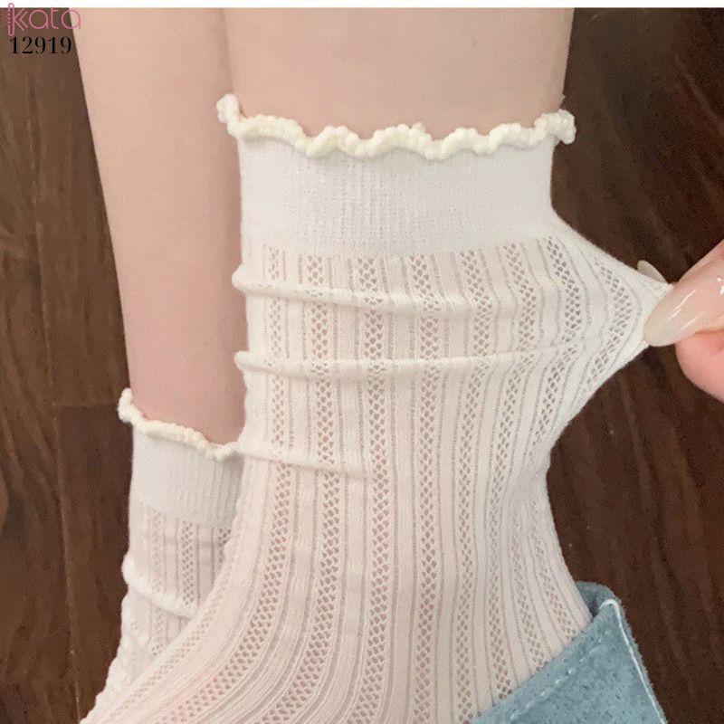 Tất lưới mỏng mùa hè thoáng khí,vớ ngắn ren viền nấm 12919