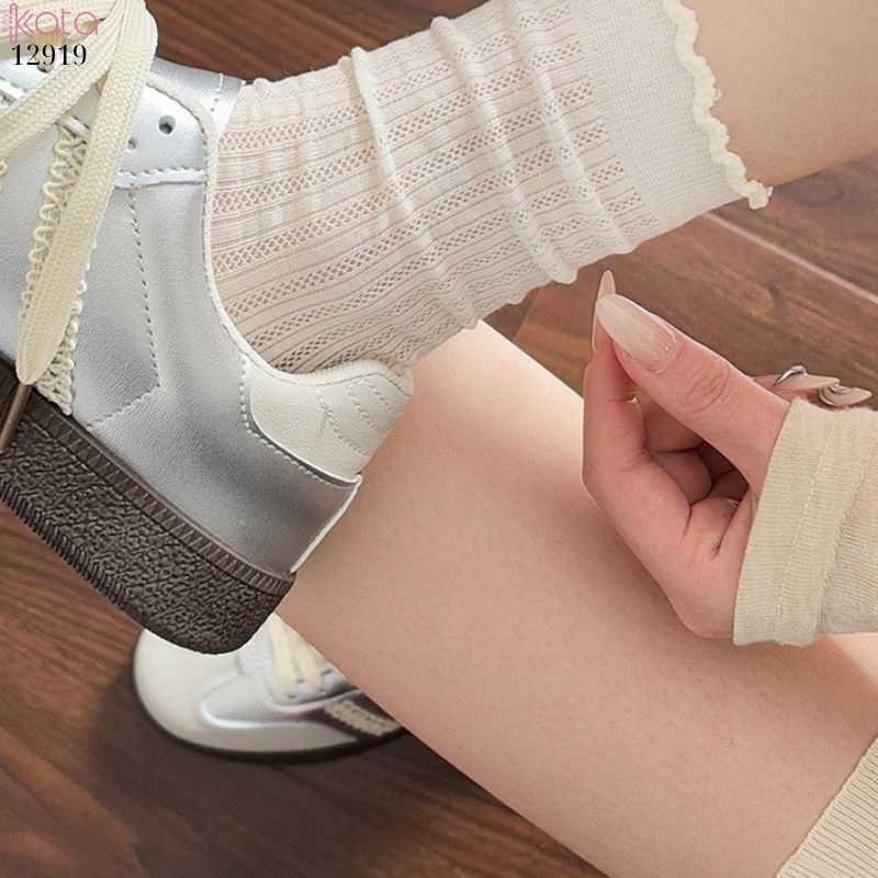 Tất lưới mỏng mùa hè thoáng khí,vớ ngắn ren viền nấm 12919