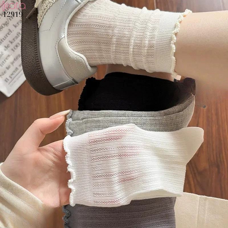 Tất lưới mỏng mùa hè thoáng khí,vớ ngắn ren viền nấm 12919