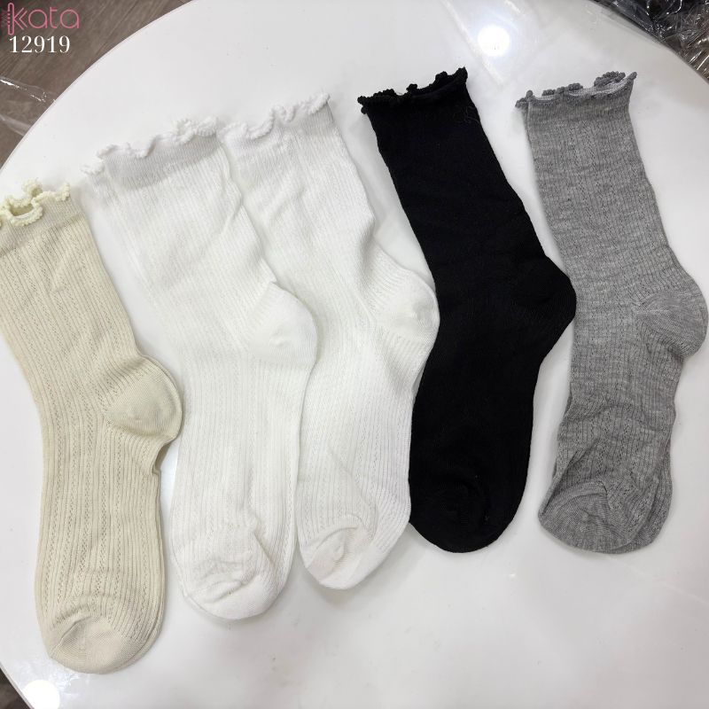 Tất lưới mỏng mùa hè thoáng khí,vớ ngắn ren viền nấm 12919