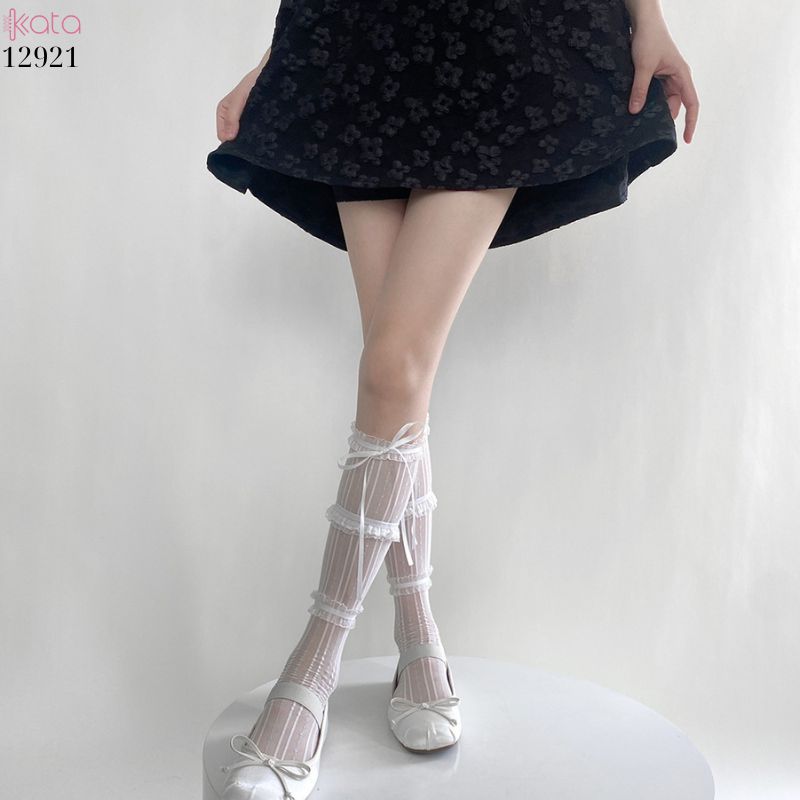 Tất bắp chân mỏng mùa hè JK ,vớ ren ruy băng Phong cách ba lê Mary Jane 12921
