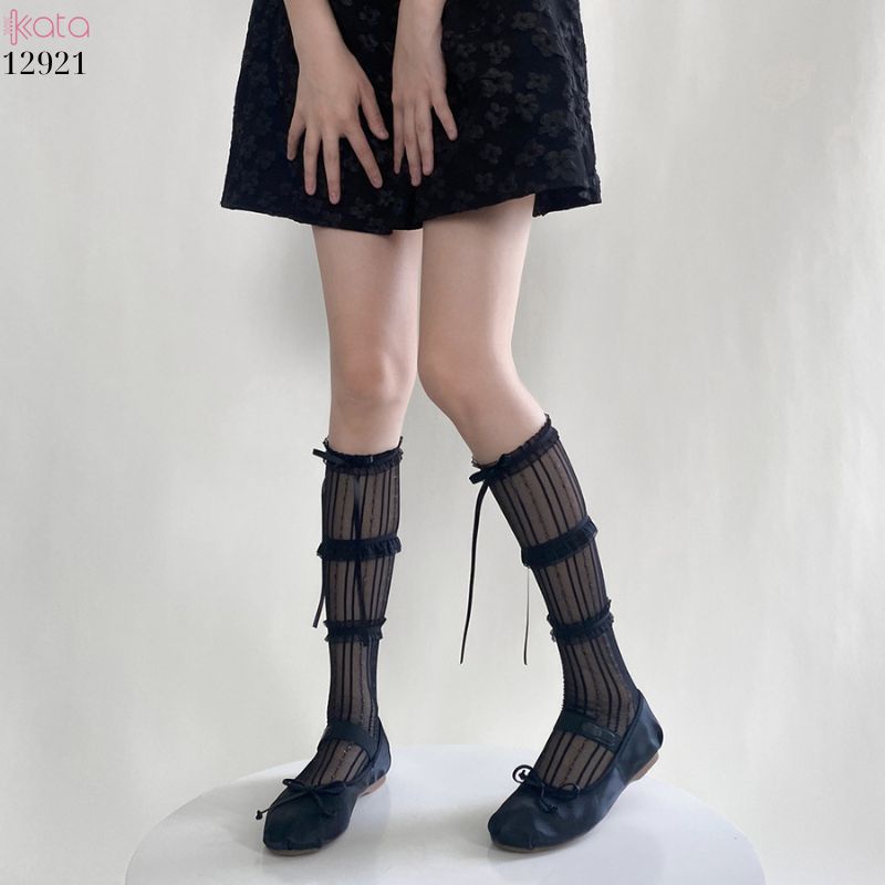 Tất bắp chân mỏng mùa hè JK ,vớ ren ruy băng Phong cách ba lê Mary Jane 12921