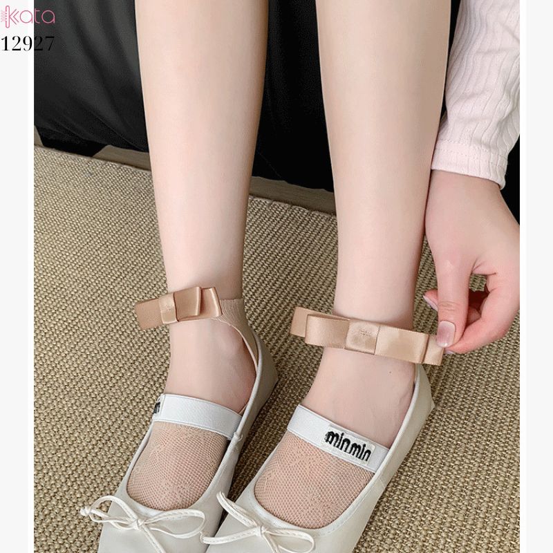 Tất ren mỏng nơ mùa hè,vớ thuyền Lolita không rớt gót,phong cách Hàn Quốc Balletcore 12928