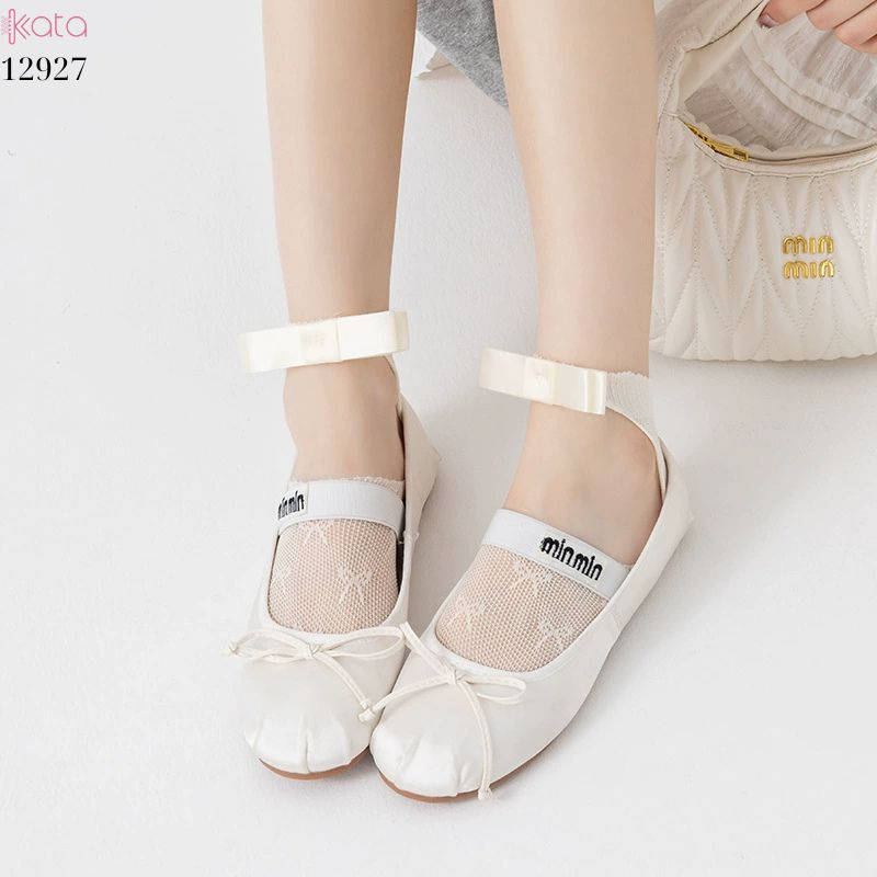Tất ren mỏng nơ mùa hè,vớ thuyền Lolita không rớt gót,phong cách Hàn Quốc Balletcore 12928