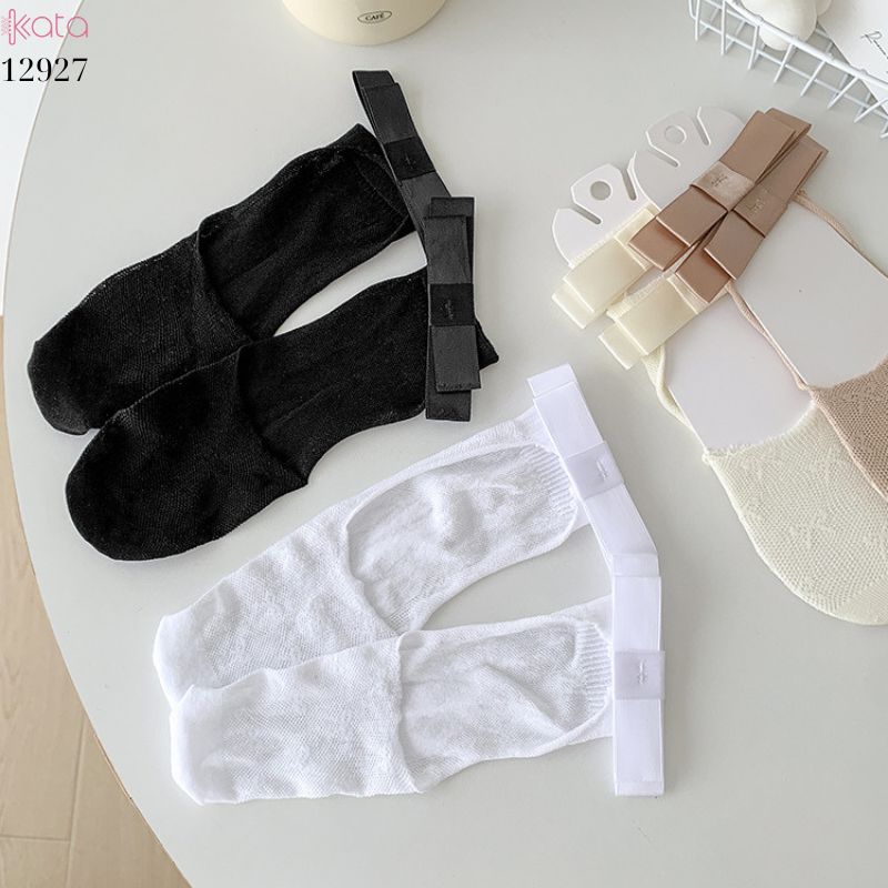 Tất ren mỏng nơ mùa hè,vớ thuyền Lolita không rớt gót,phong cách Hàn Quốc Balletcore 12928