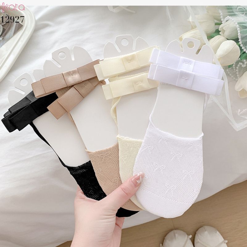 Tất ren mỏng nơ mùa hè,vớ thuyền Lolita không rớt gót,phong cách Hàn Quốc Balletcore 12928