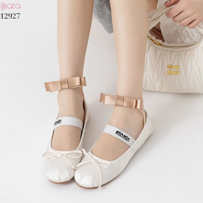 Tất ren mỏng nơ mùa hè,vớ thuyền Lolita không rớt gót,phong cách Hàn Quốc Balletcore 12928