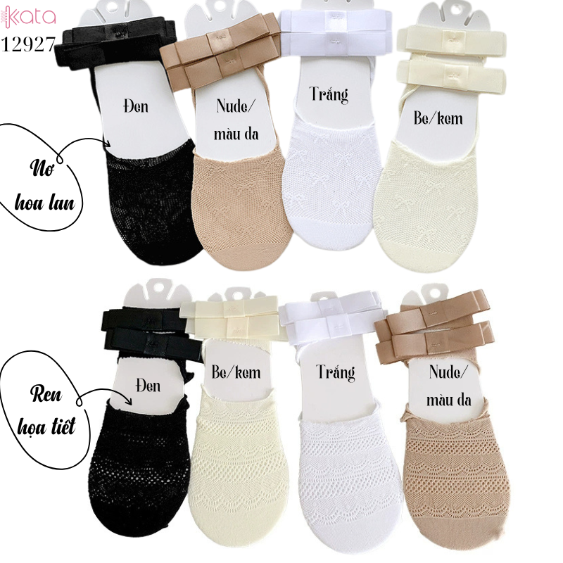 Tất ren mỏng nơ mùa hè,vớ thuyền Lolita không rớt gót,phong cách Hàn Quốc Balletcore 12928