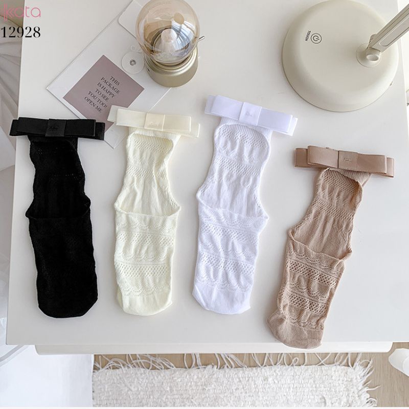 Tất ren mỏng nơ mùa hè,vớ thuyền Lolita không rớt gót,phong cách Hàn Quốc Balletcore 12928