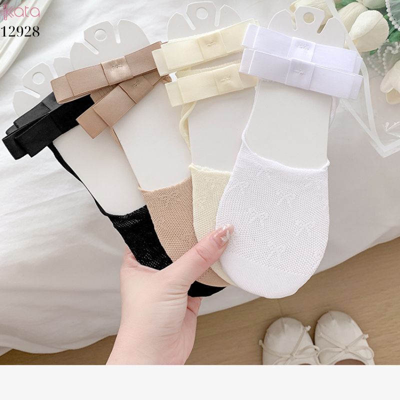 Tất ren mỏng nơ mùa hè,vớ thuyền Lolita không rớt gót,phong cách Hàn Quốc Balletcore 12928