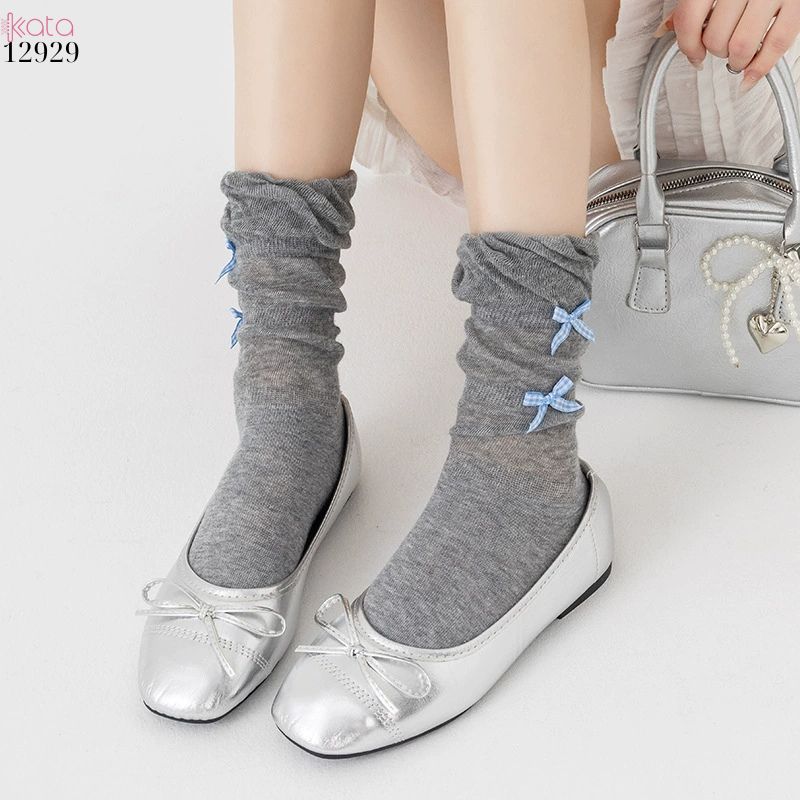 Tất ruy băng nhỏ bông mềm dễ thương,vớ giữa bắp chân Lolita cotton 12929