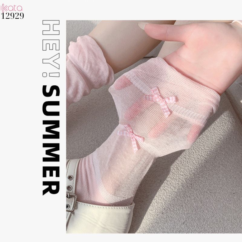 Tất ruy băng nhỏ bông mềm dễ thương,vớ giữa bắp chân Lolita cotton 12929