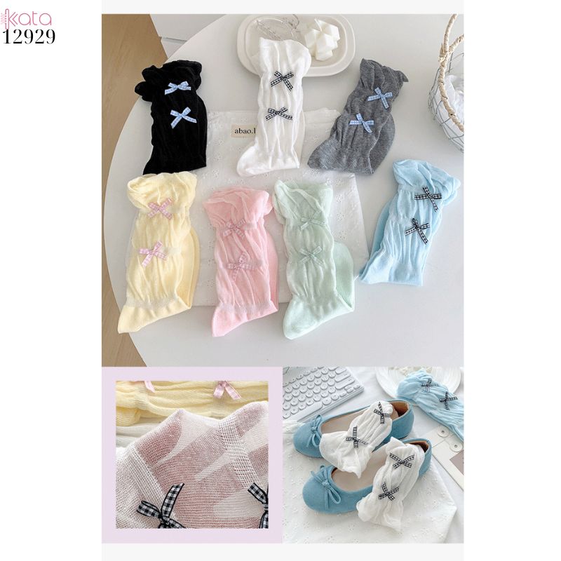 Tất ruy băng nhỏ bông mềm dễ thương,vớ giữa bắp chân Lolita cotton 12929