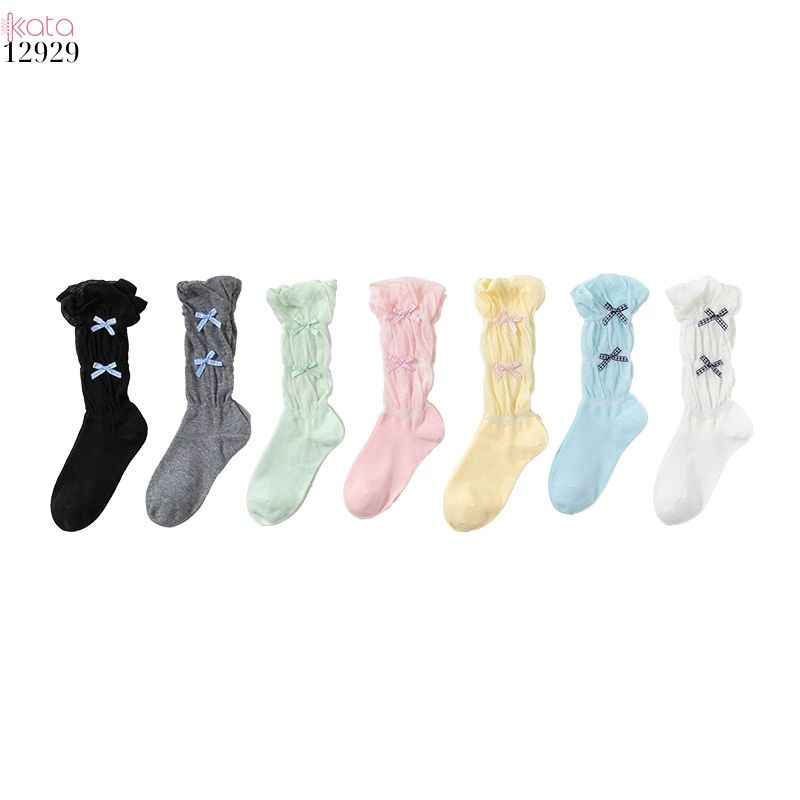 Tất ruy băng nhỏ bông mềm dễ thương,vớ giữa bắp chân Lolita cotton 12929