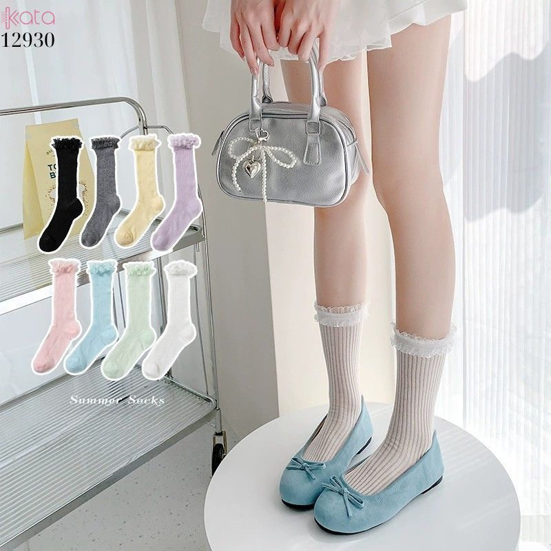 Tất ren mỏng phong cách JK,vớ ren Lolita cotton mùa xuân và mùa hè 12930