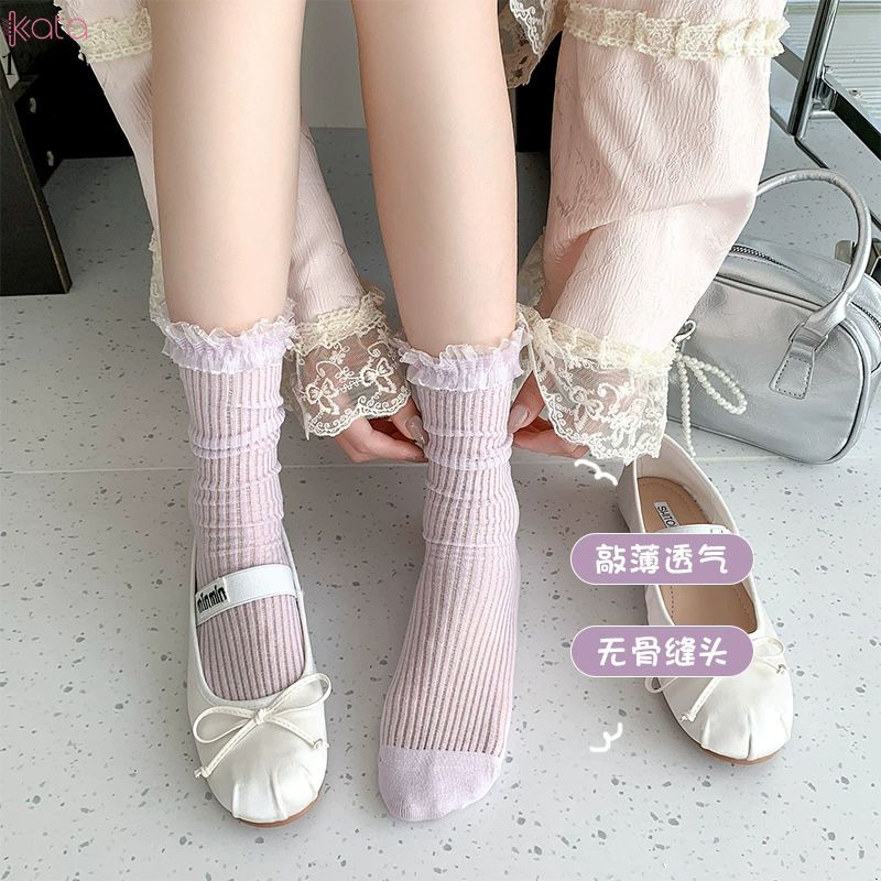 Tất ren mỏng phong cách JK,vớ ren Lolita cotton mùa xuân và mùa hè 12930