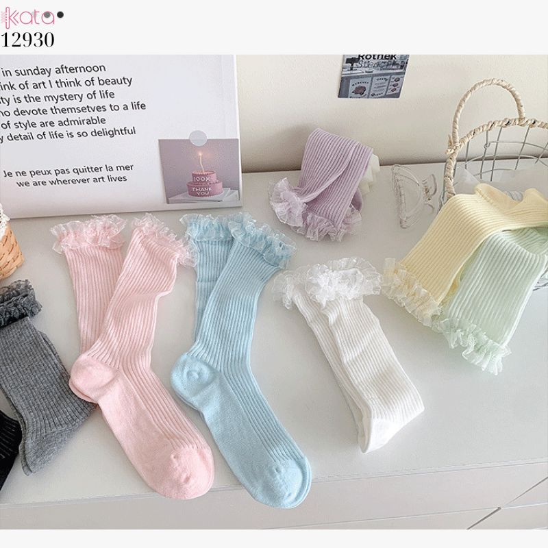 Tất ren mỏng phong cách JK,vớ ren Lolita cotton mùa xuân và mùa hè 12930