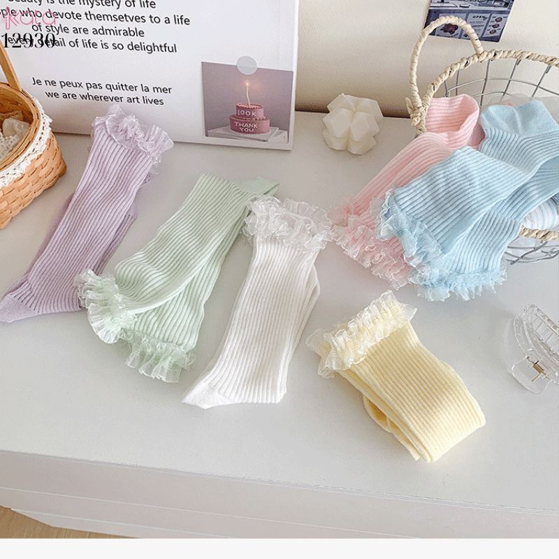 Tất ren mỏng phong cách JK,vớ ren Lolita cotton mùa xuân và mùa hè 12930