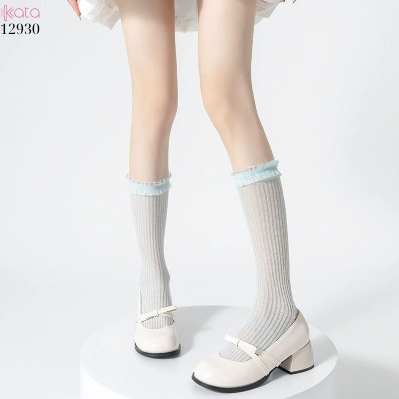 Tất ren mỏng phong cách JK,vớ ren Lolita cotton mùa xuân và mùa hè 12930