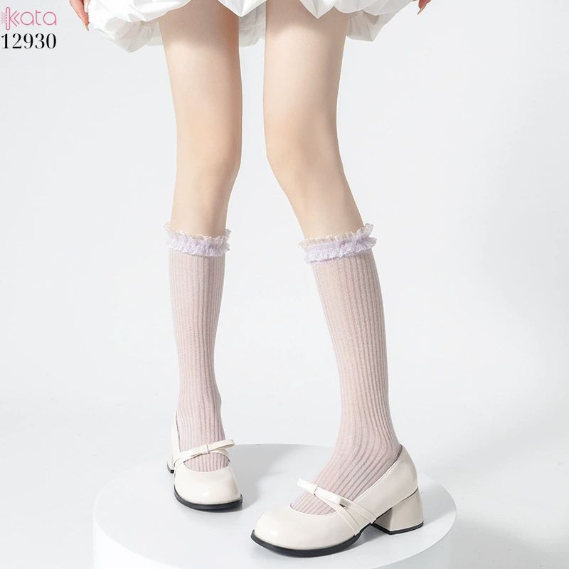 Tất ren mỏng phong cách JK,vớ ren Lolita cotton mùa xuân và mùa hè 12930