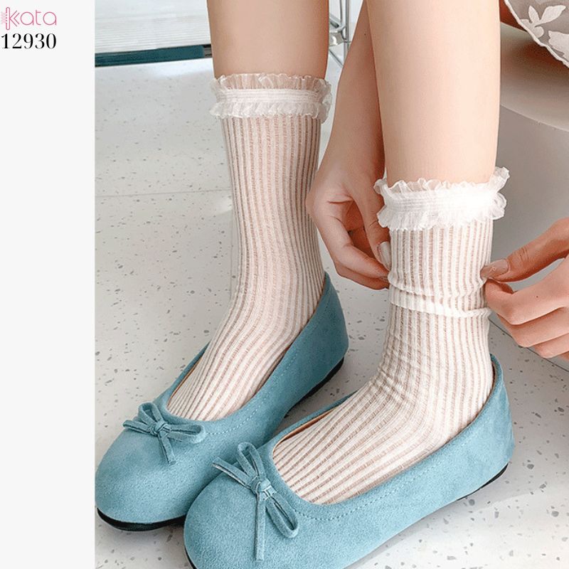 Tất ren mỏng phong cách JK,vớ ren Lolita cotton mùa xuân và mùa hè 12930