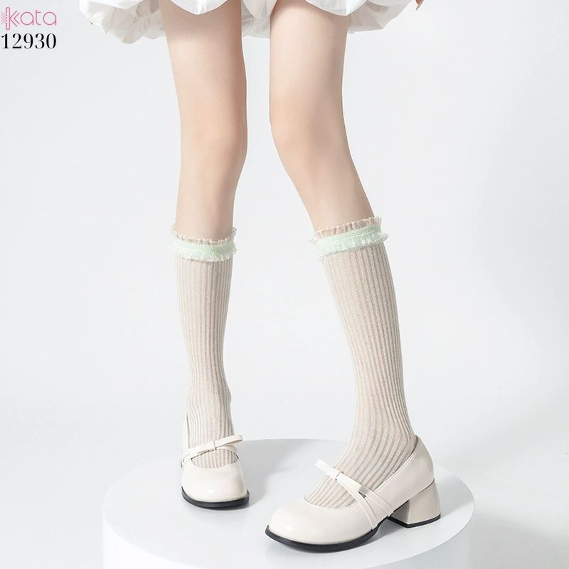 Tất ren mỏng phong cách JK,vớ ren Lolita cotton mùa xuân và mùa hè 12930