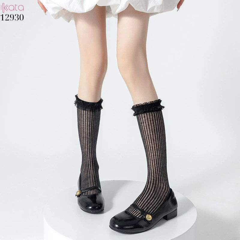 Tất ren mỏng phong cách JK,vớ ren Lolita cotton mùa xuân và mùa hè 12930