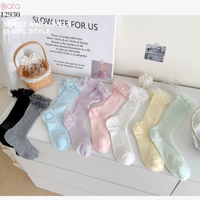 Tất ren mỏng phong cách JK,vớ ren Lolita cotton mùa xuân và mùa hè 12930