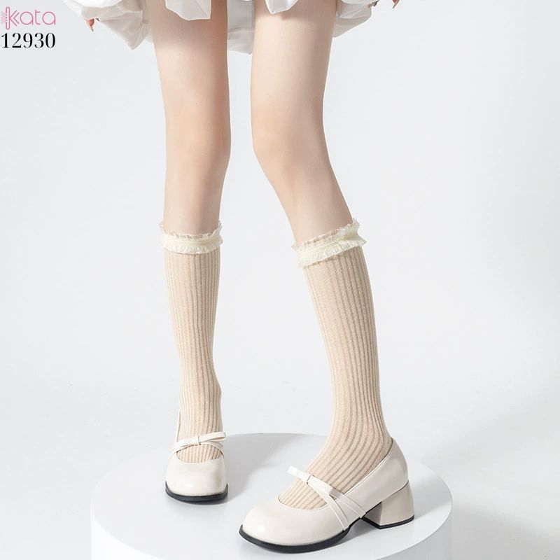 Tất ren mỏng phong cách JK,vớ ren Lolita cotton mùa xuân và mùa hè 12930
