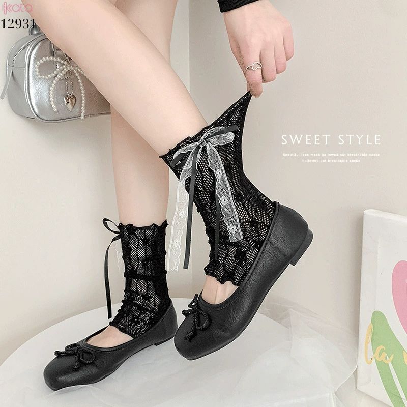Ống tất ren nấm lolita,vớ che chân cotton phong cách ballet 12931