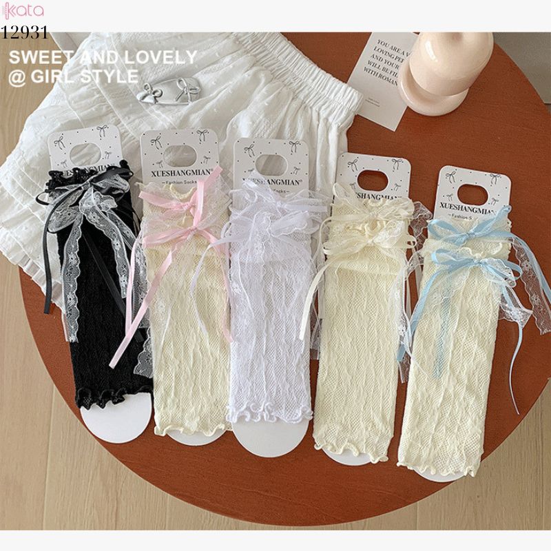 Ống tất ren nấm lolita,vớ che chân cotton phong cách ballet 12931