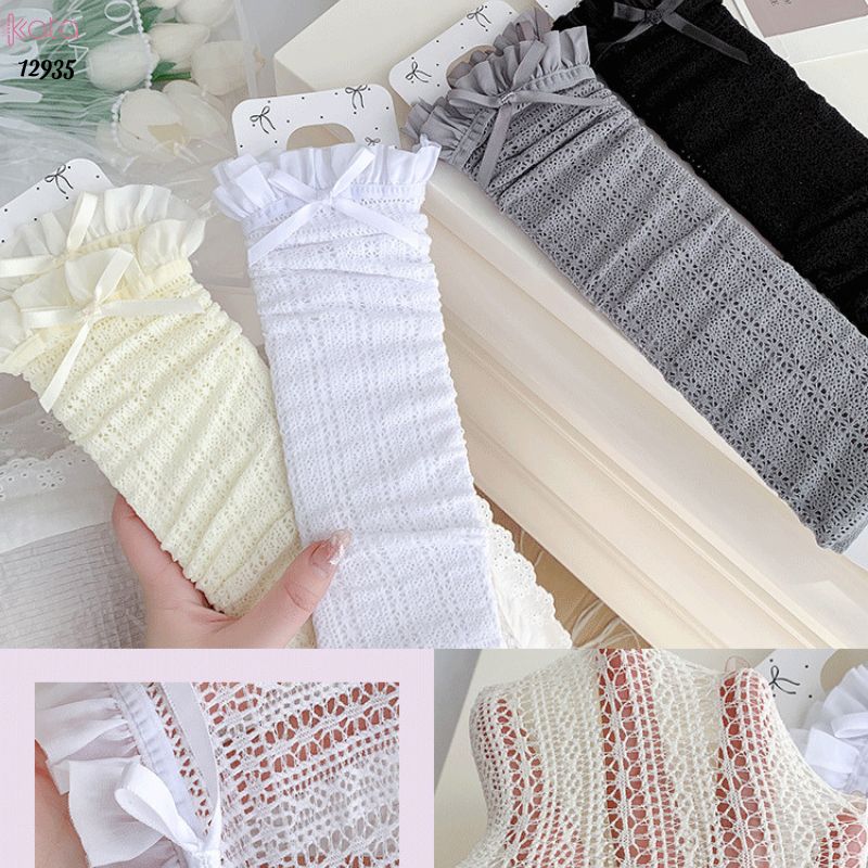 Ống tất nơ lolita,vớ ống chân vải ren ruy băng 12935