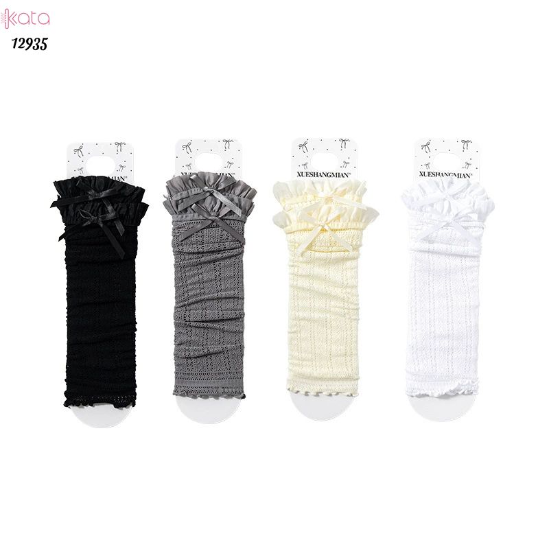 Ống tất nơ lolita,vớ ống chân vải ren ruy băng 12935