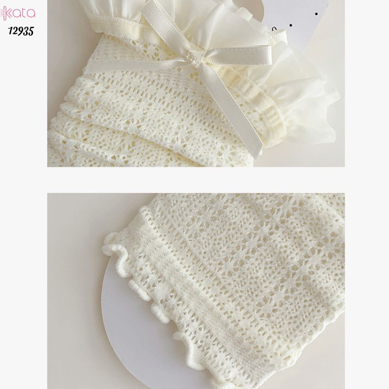 Ống tất nơ lolita,vớ ống chân vải ren ruy băng 12935