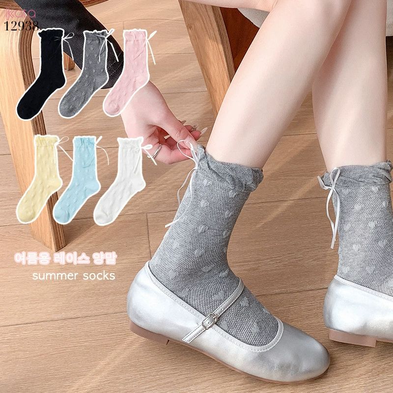 Tất ren nơ lolita,vớ nữ ống giữa xuân hè 12938