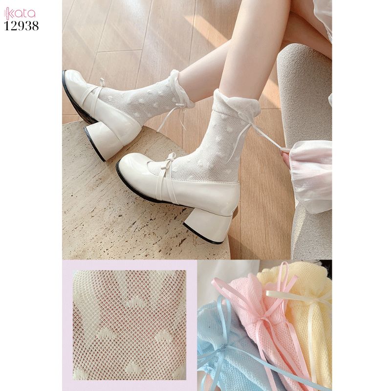 Tất ren nơ lolita,vớ nữ ống giữa xuân hè 12938