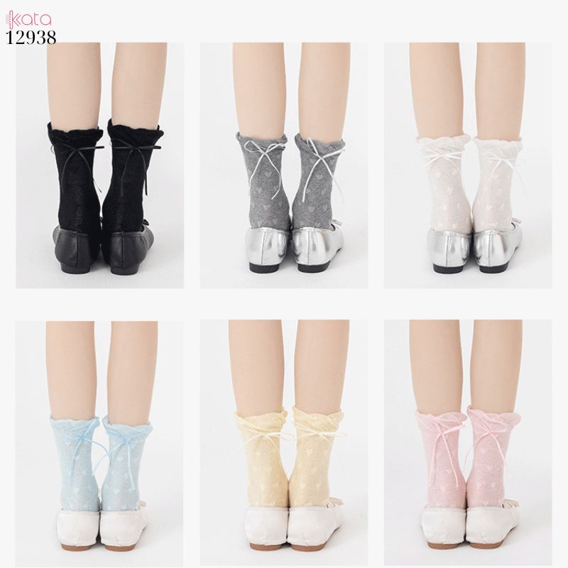 Tất ren nơ lolita,vớ nữ ống giữa xuân hè 12938