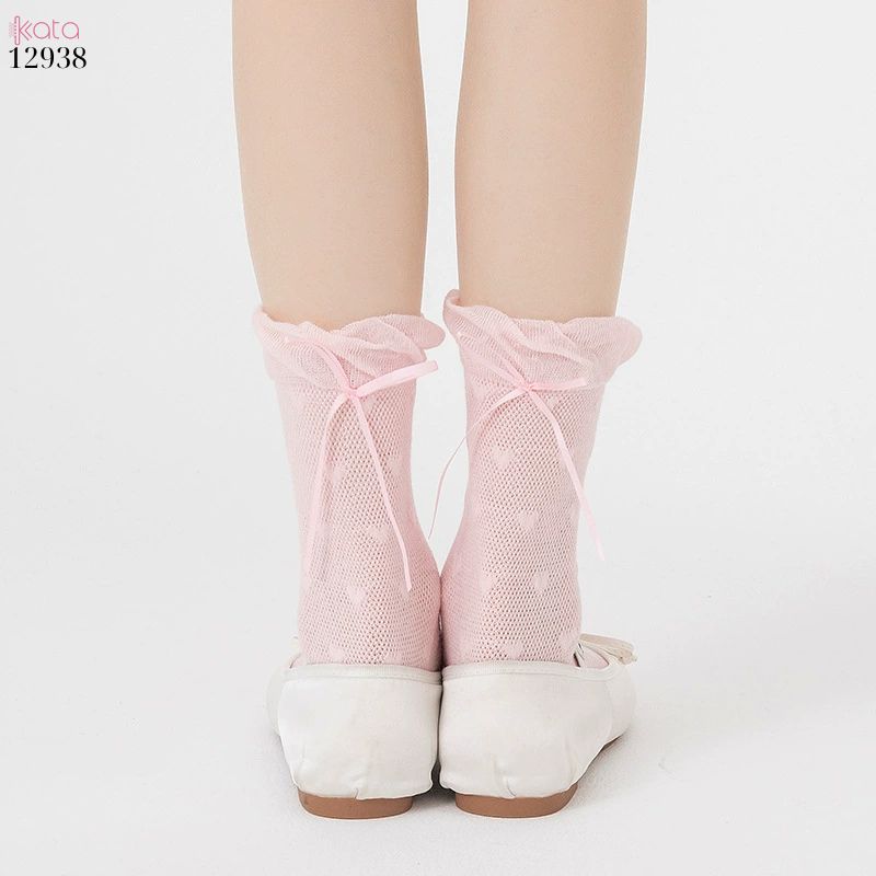 Tất ren nơ lolita,vớ nữ ống giữa xuân hè 12938