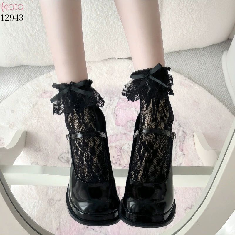 Tất ren lolita mùa hè,vớ hoa hồng giữa bắp chân 12943
