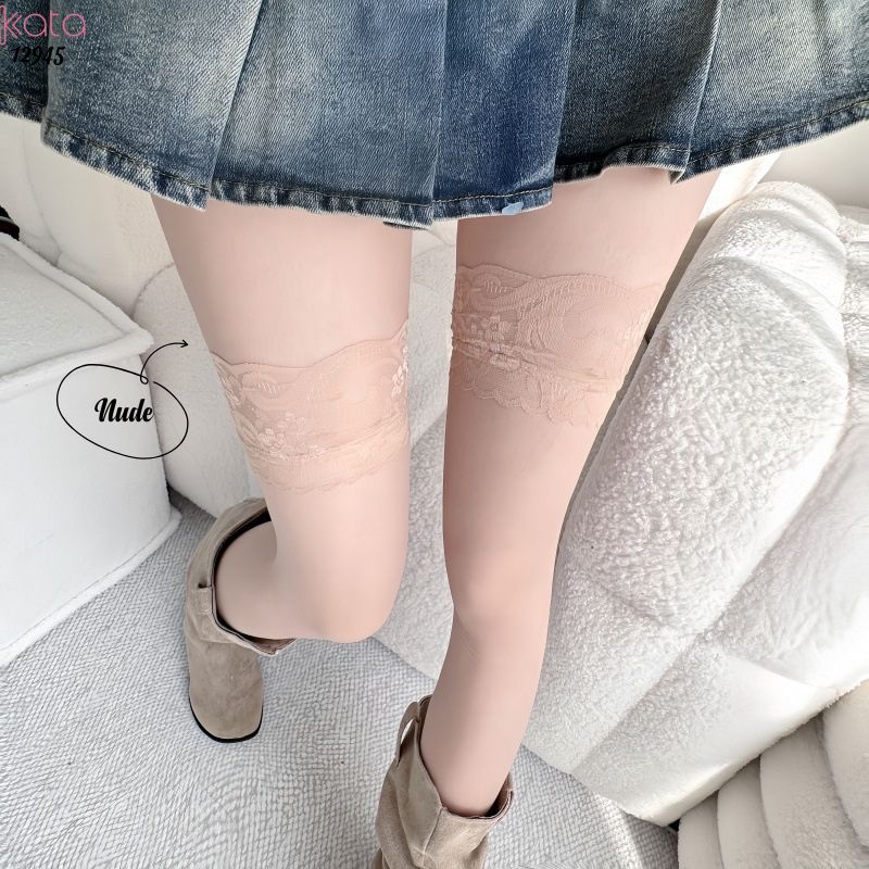 Tất ren trên đầu gối JK,vớ mỏng ôm chân chất liệu vải lưới 12945