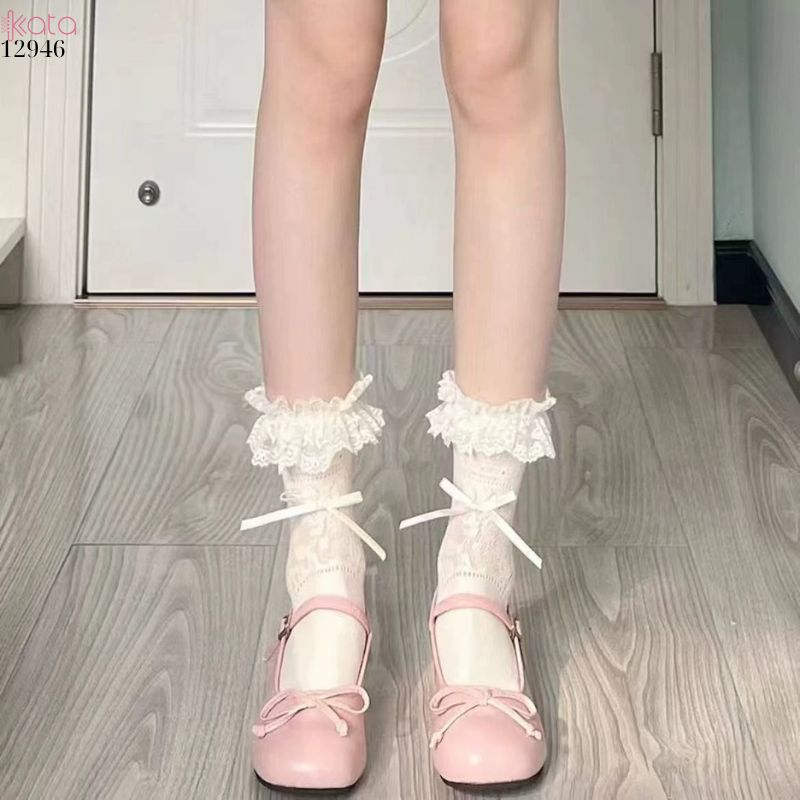 Tất ren Lolita JK,vớ ruy băng giữa bắp chân xuân hè 12946