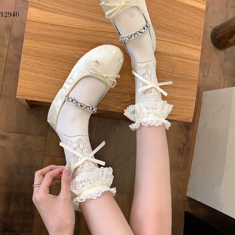Tất ren Lolita JK,vớ ruy băng giữa bắp chân xuân hè 12946